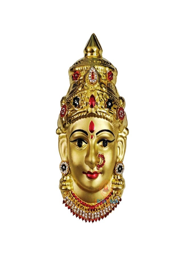 SRI YAGNAA - وجه لاكشمي مزين بالذهب - وجه مزخرف من النحاس - وجه Varalakshmi Amma 7 بوصة (F-5) - Image 2